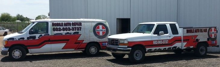 Van and truck wrapped and ready to service.